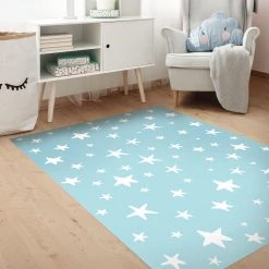 Bilderwelten Gezeichnete Sterne im Blauen Himmel - 160 x 240 cm - Durchmesser: 240 cm -Teppiche populaire boutique 09ae8548a6734be28abaadc3eb4a26f9