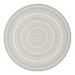 Top Square In-/Outdoorteppich Bamberg - Kunstfaser - Weißgrau / Weiß