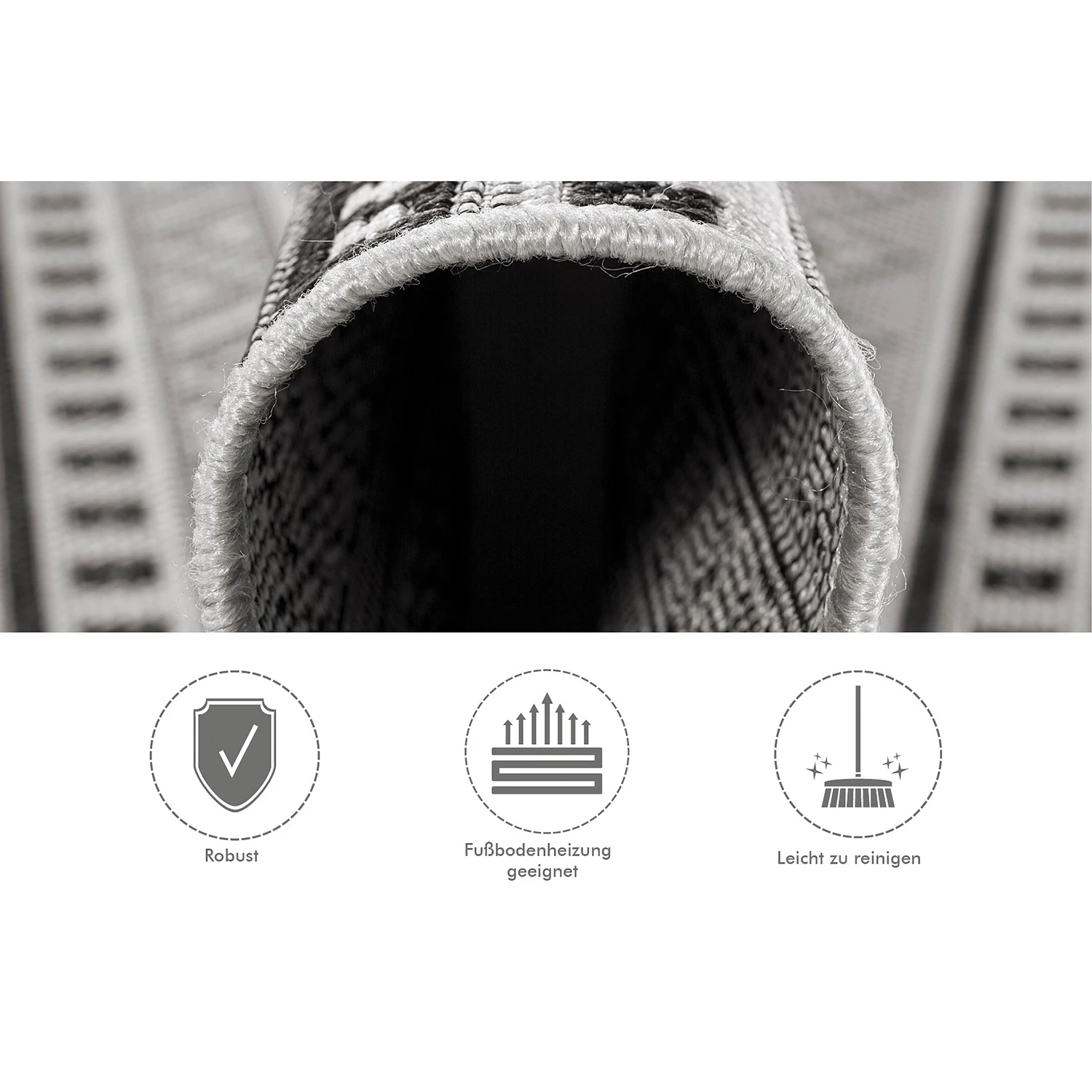 Andiamo In-/Outdoorteppich Saint Jordi - Kunstfaser - Grau / Schwarz 10 Andiamo In-/Outdoorteppich Saint Jordi - Kunstfaser - Grau / Schwarz – Bild 10