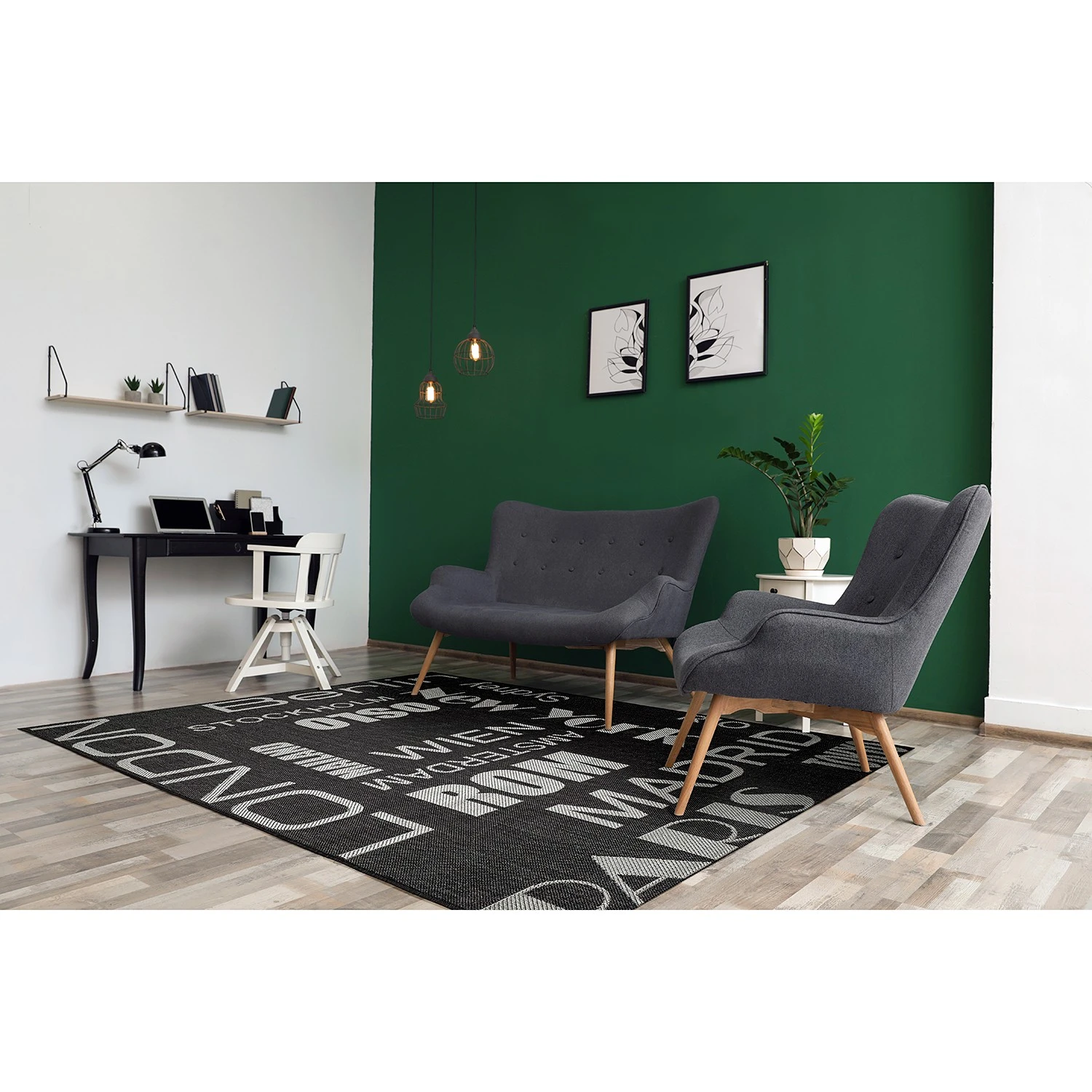 Andiamo In-/Outdoor Teppich New Orleans - Kunstfaser - Anthrazit / Beige 2 Andiamo In-/Outdoor Teppich New Orleans - Kunstfaser - Anthrazit / Beige – Bild 2