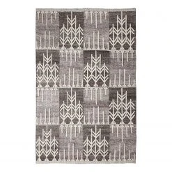 Top Square Wollteppich Asaa - Mischgewebe - Silber / Braun - 140 x 200 cm