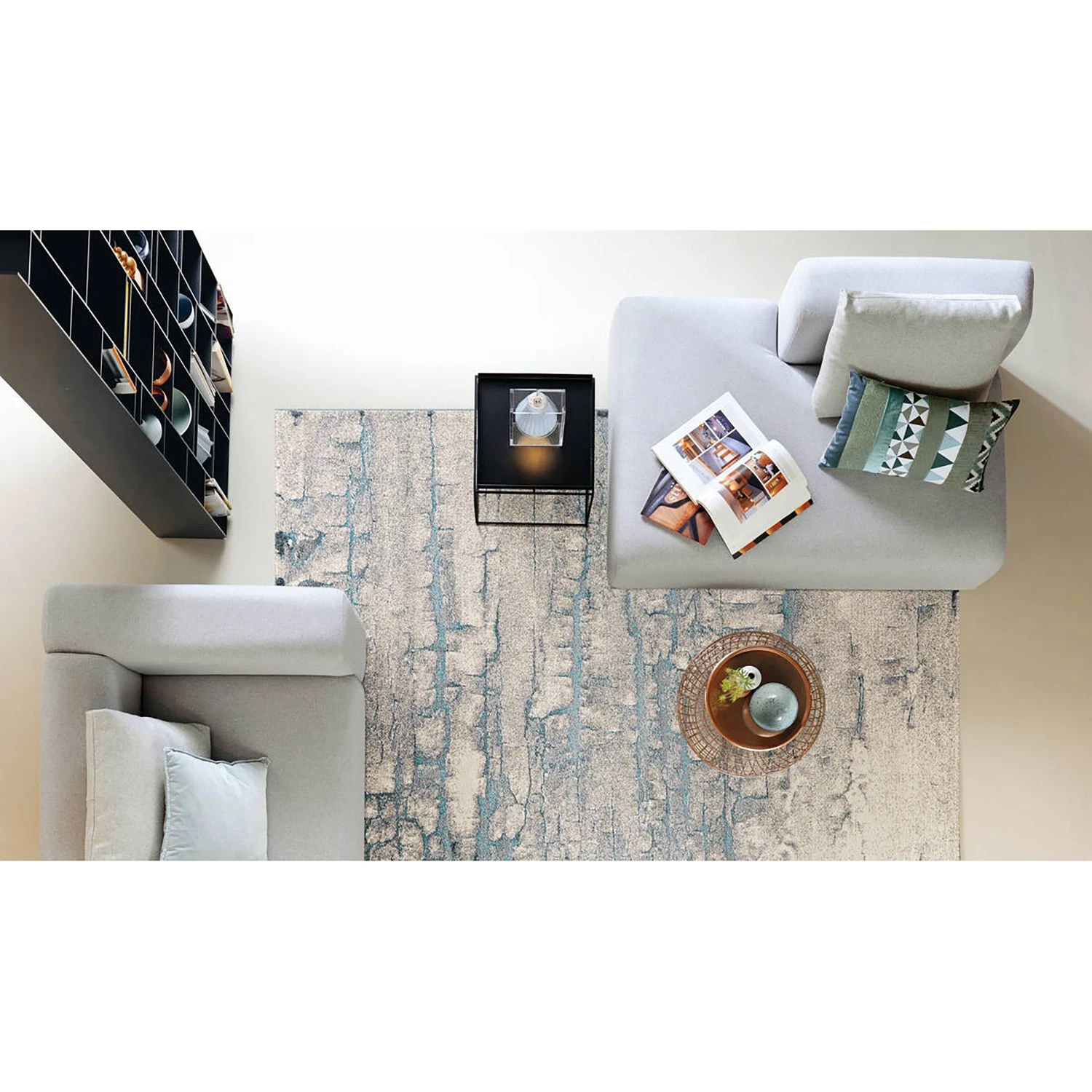 Arte Espina Kurzflorteppich Zetland - Kunstfaser - Creme / Blau - 120 x 170 cm 2 Arte Espina Kurzflorteppich Zetland - Kunstfaser - Creme / Blau - 120 x 170 cm – Bild 2