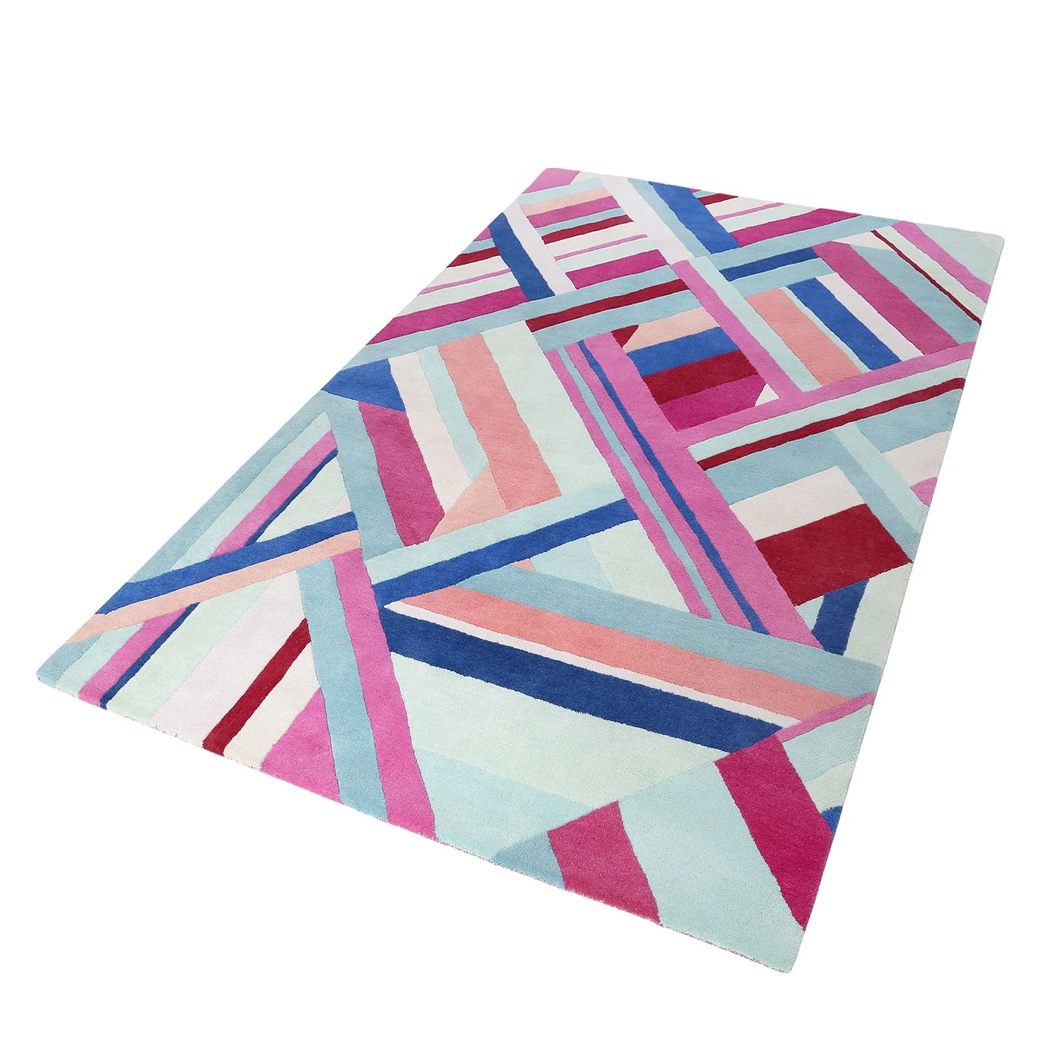 Accessorize Wollteppich Linear - Textil - Babyblau / Lachs 3 Accessorize Wollteppich Linear - Textil - Babyblau / Lachs – Bild 3