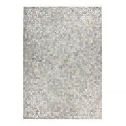 Kayoom Fellteppich Rocket 110 - Echtleder - Silber - 160 x 230 cm