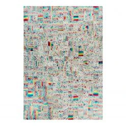 Kayoom Fellteppich Rocket 310 - Echtleder - Elfenbein / Multi - 160 x 230 cm