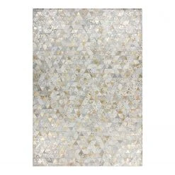 Kayoom Fellteppich Rocket 410 - Echtleder - Gold - 200 x 290 cm