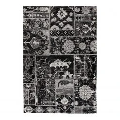 Kayoom Kurzflorteppich River 150 - Webstoff - Grau / Schwarz - 155 x 230 cm