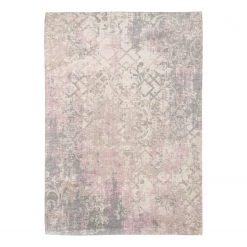 Louis De Poortere Kurzflorteppich Fading World - Baumwollstoff - Grau / Rosa - 140 x 200 cm