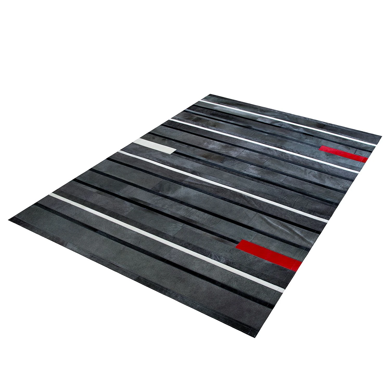 Top Square Fellteppich ST Line - Echtleder - Dunkelgrau / Rot - 160 x 230 cm 2 Top Square Fellteppich ST Line - Echtleder - Dunkelgrau / Rot - 160 x 230 cm – Bild 2