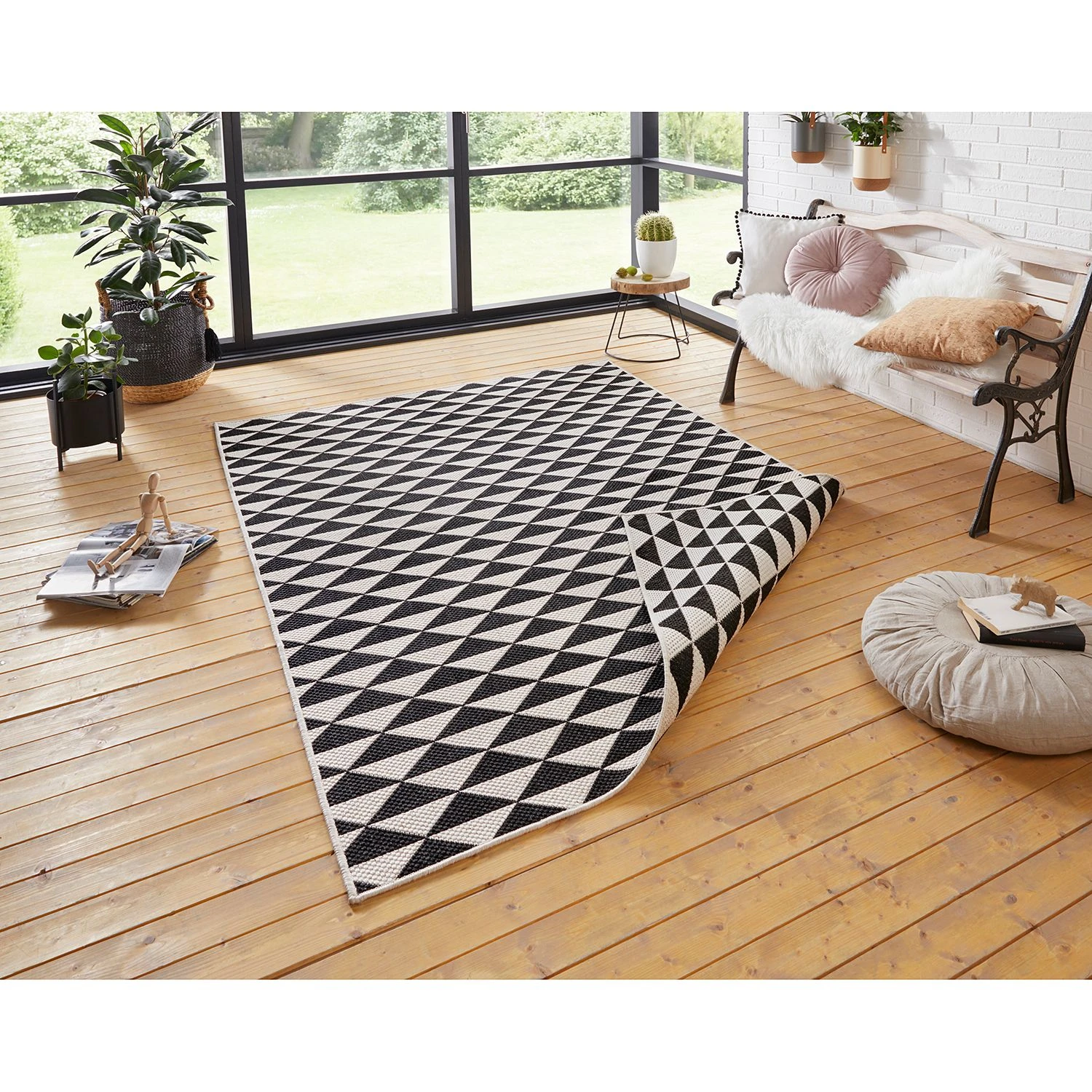 Northrugs In-/Outdoorteppich Tahiti - Webstoff - Schwarz - 120 x 170 cm 2 Northrugs In-/Outdoorteppich Tahiti - Webstoff - Schwarz - 120 x 170 cm – Bild 2