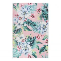 Teppiche populaire boutique 32 Accessorize Kurzflorteppich Tropical Orchid - Webstoff - Rosa / Grün - 190 x 290 cm
