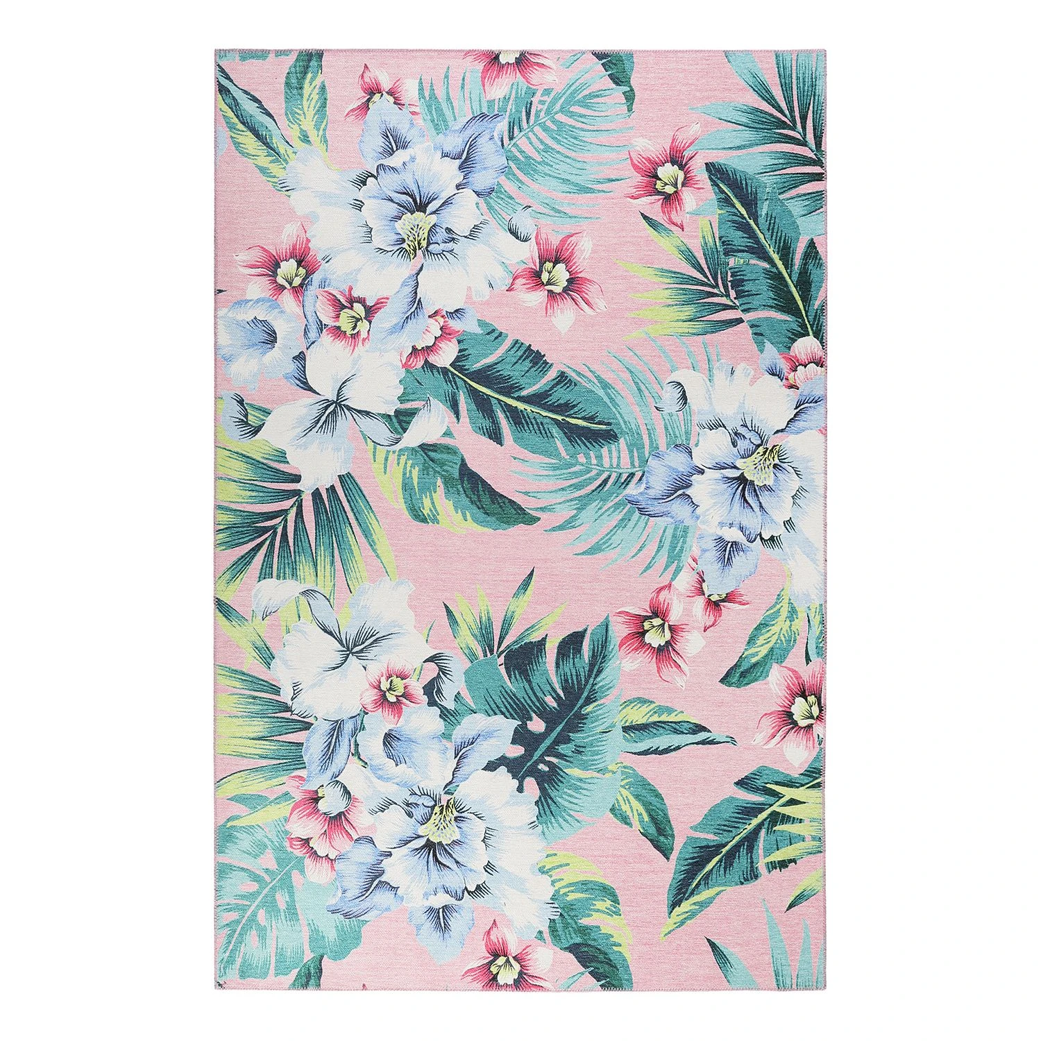 Accessorize Kurzflorteppich Tropical Orchid - Webstoff - Rosa / Grün - 190 x 290 cm 1 Accessorize Kurzflorteppich Tropical Orchid - Webstoff - Rosa / Grün - 190 x 290 cm