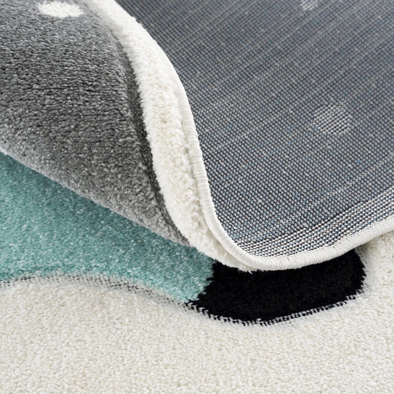 Svanhilde Kinderteppich Pinguin Elliot Rund - Kunstfaser - Grau / Schwarz 3 Svanhilde Kinderteppich Pinguin Elliot Rund - Kunstfaser - Grau / Schwarz – Bild 3