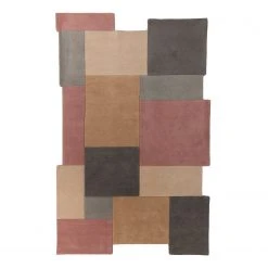 Flair Rugs Wollteppich Collage - Wolle - Beige / Rosa - 150 x 240 cm