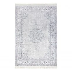Nouristan Teppich Oriental Vintage Medaillon - Viskose / Baumwolle - Pastellblau - 135 x 195 cm