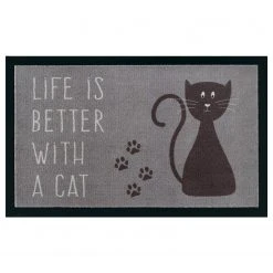 Top Square Fußmatte Katze I - Polyamid - Grau / Braun