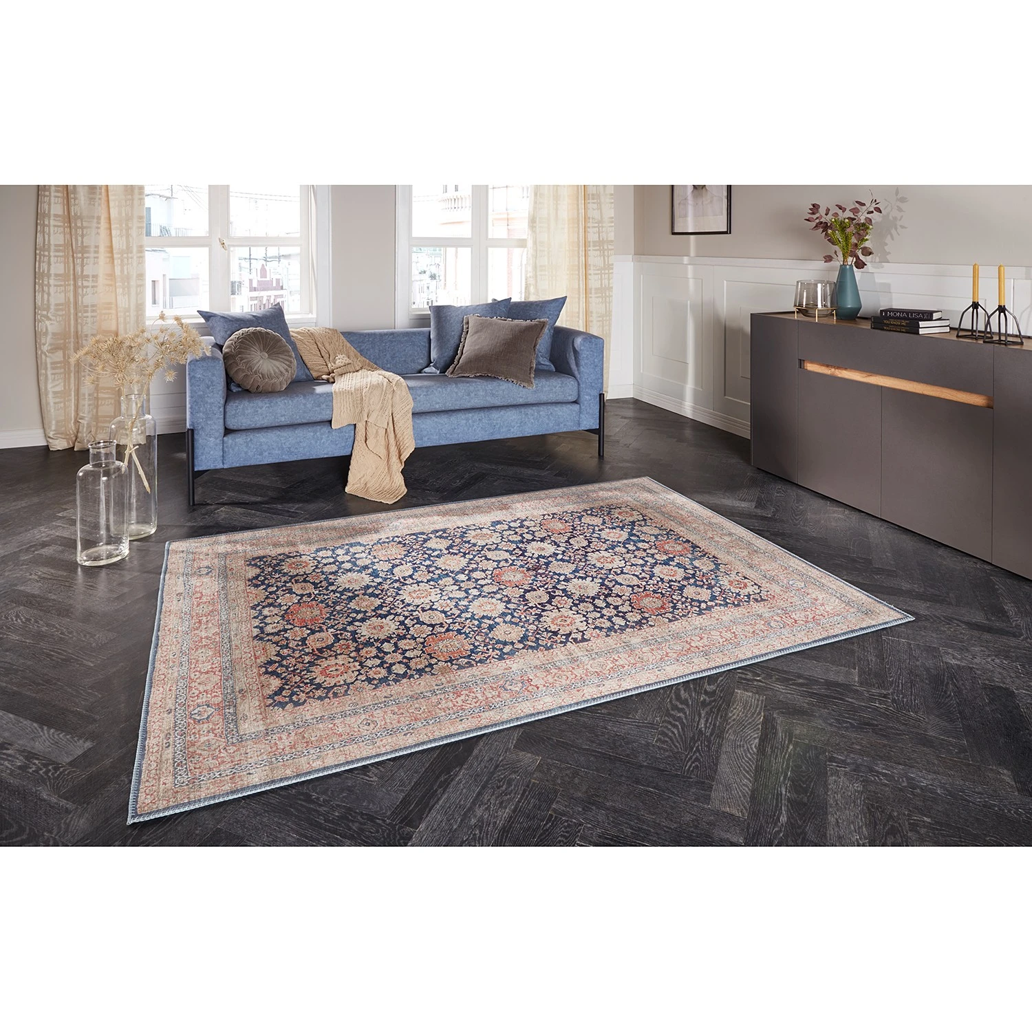 ELLE DECORATION Läufer Mahal II - Webstoff - Navy 4 ELLE DECORATION Läufer Mahal II - Webstoff - Navy – Bild 4