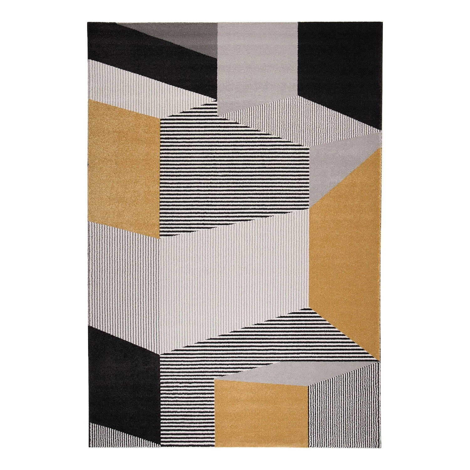 Top Square Kurzflorteppich Salzgitter - Kunstfaser - Grau / Gelb - 140 x 200 cm 1 Top Square Kurzflorteppich Salzgitter - Kunstfaser - Grau / Gelb - 140 x 200 cm