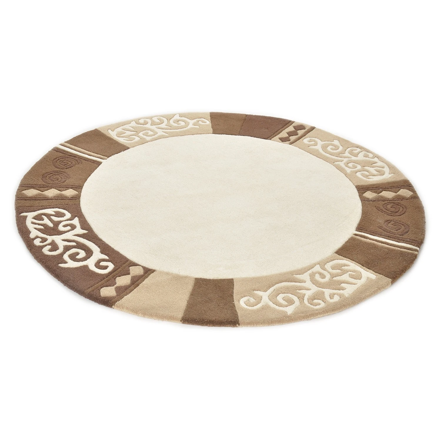 THEKO die markenteppiche Kurzflorteppich Ambadi Rund - Schurwolle - Beige - Durchmesser: 150 cm 2 THEKO die markenteppiche Kurzflorteppich Ambadi Rund - Schurwolle - Beige - Durchmesser: 150 cm – Bild 2