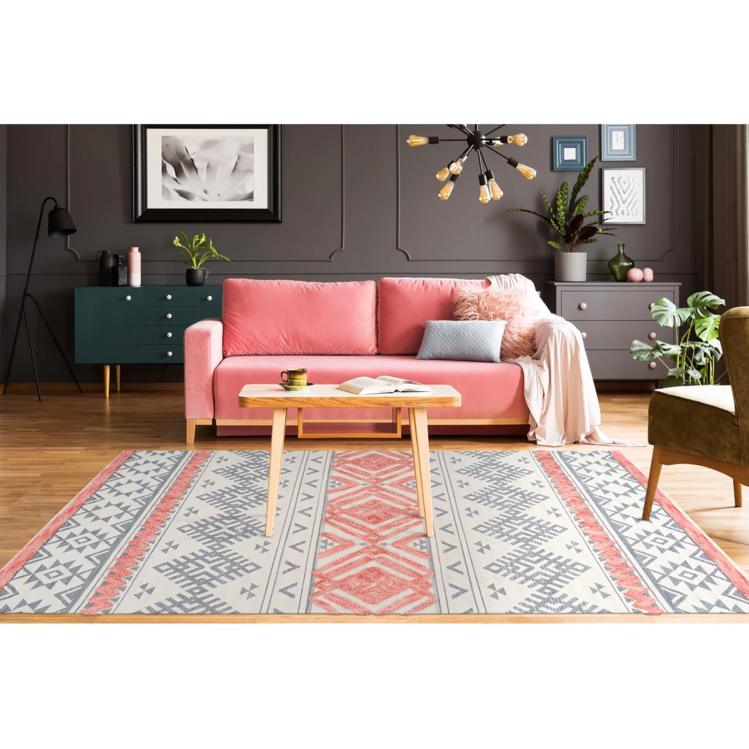 Arte Espina Kurzflorteppich Ethnie 200 - Mischgewebe - Grau / Apricot - 160 x 230 cm 2 Arte Espina Kurzflorteppich Ethnie 200 - Mischgewebe - Grau / Apricot - 160 x 230 cm – Bild 2