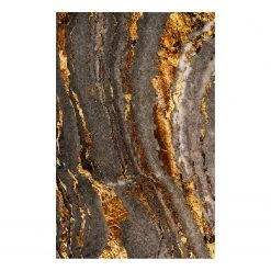 Top Square Kurzflorteppich Polvo - Baumwolle / Polyester - Grau / Gold - 160 x 230 cm