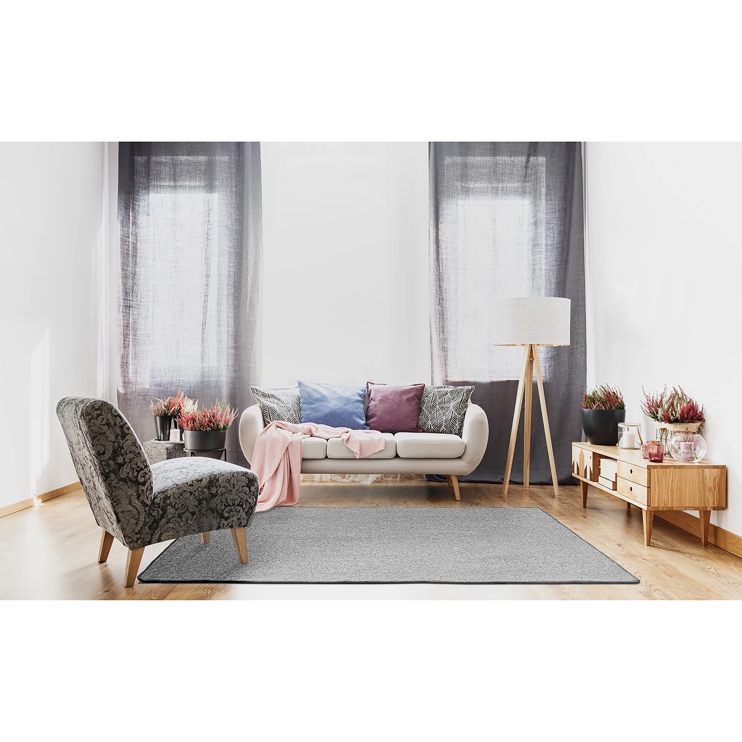 Andiamo Teppich Volterra - Wolle - Grau - 100 x 150 cm 2 Andiamo Teppich Volterra - Wolle - Grau - 100 x 150 cm – Bild 2