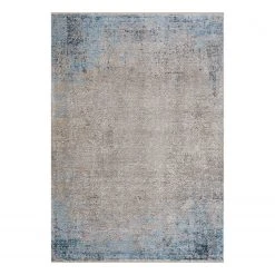Astra Kurzflorteppich Mona II - Mischgewebe - Blau / Silber - 80 x 150 cm