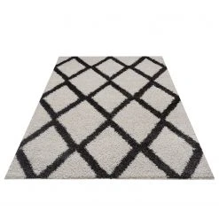 Top Square Hochflorteppich Vonge - Kunstfaser - Creme / Schwarz - 120 x 160 cm -Teppiche populaire boutique 1000264346 210505 11192200289 DETAILS P000000001000264346