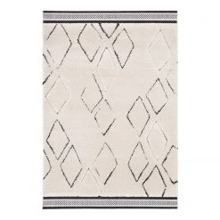 Top Square Kurzflorteppich Fil - Kunstfaser - Weiß / Schwarz