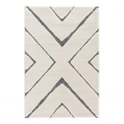 Top Square Kurzflorteppich Edgar - Kunstfaser - Weiß / Schwarz