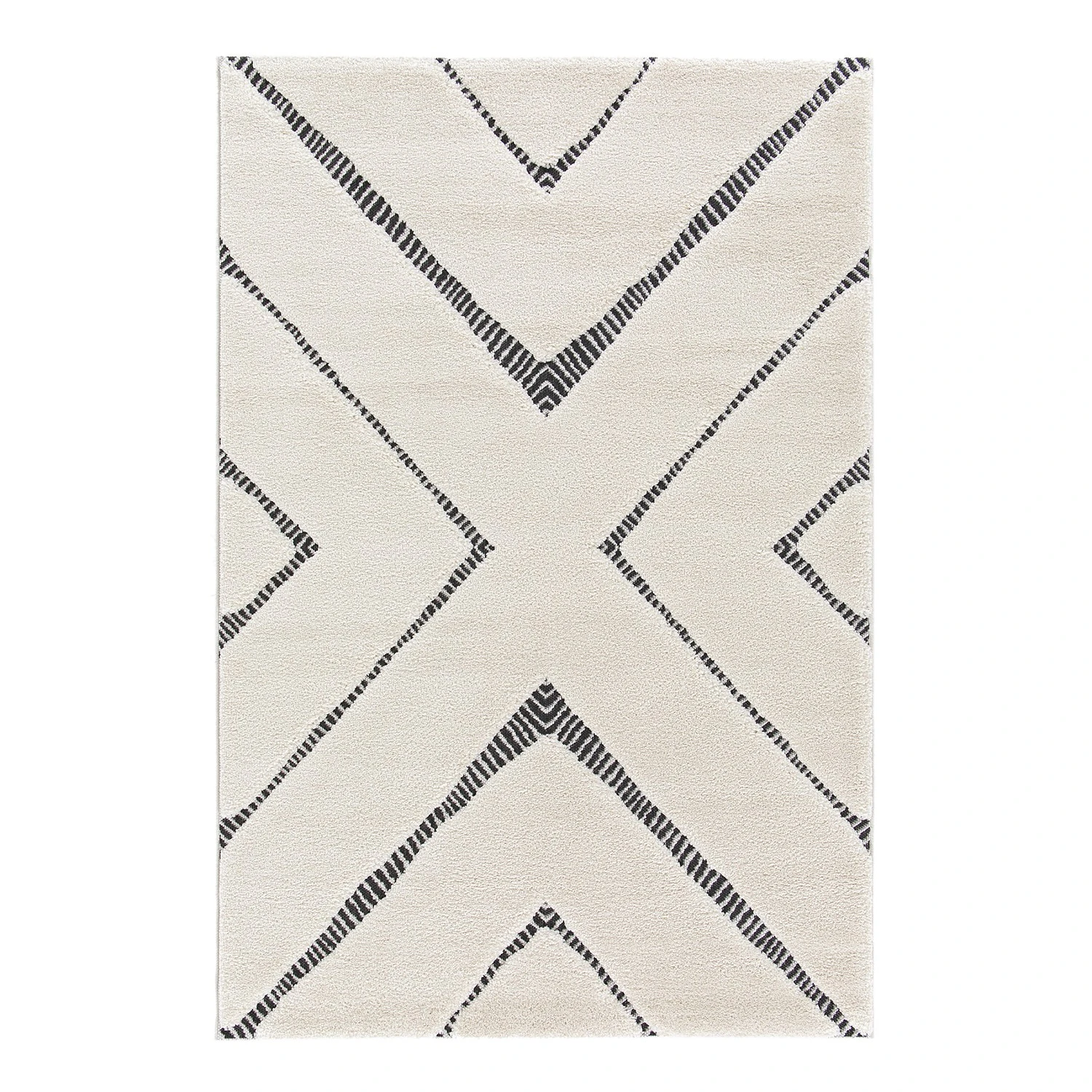 Top Square Kurzflorteppich Edgar - Kunstfaser - Weiß / Schwarz 1 Top Square Kurzflorteppich Edgar - Kunstfaser - Weiß / Schwarz