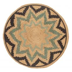 Top Square Kurzflorteppich Arena I - Jute / Polyester - Schwarz / Hellblau