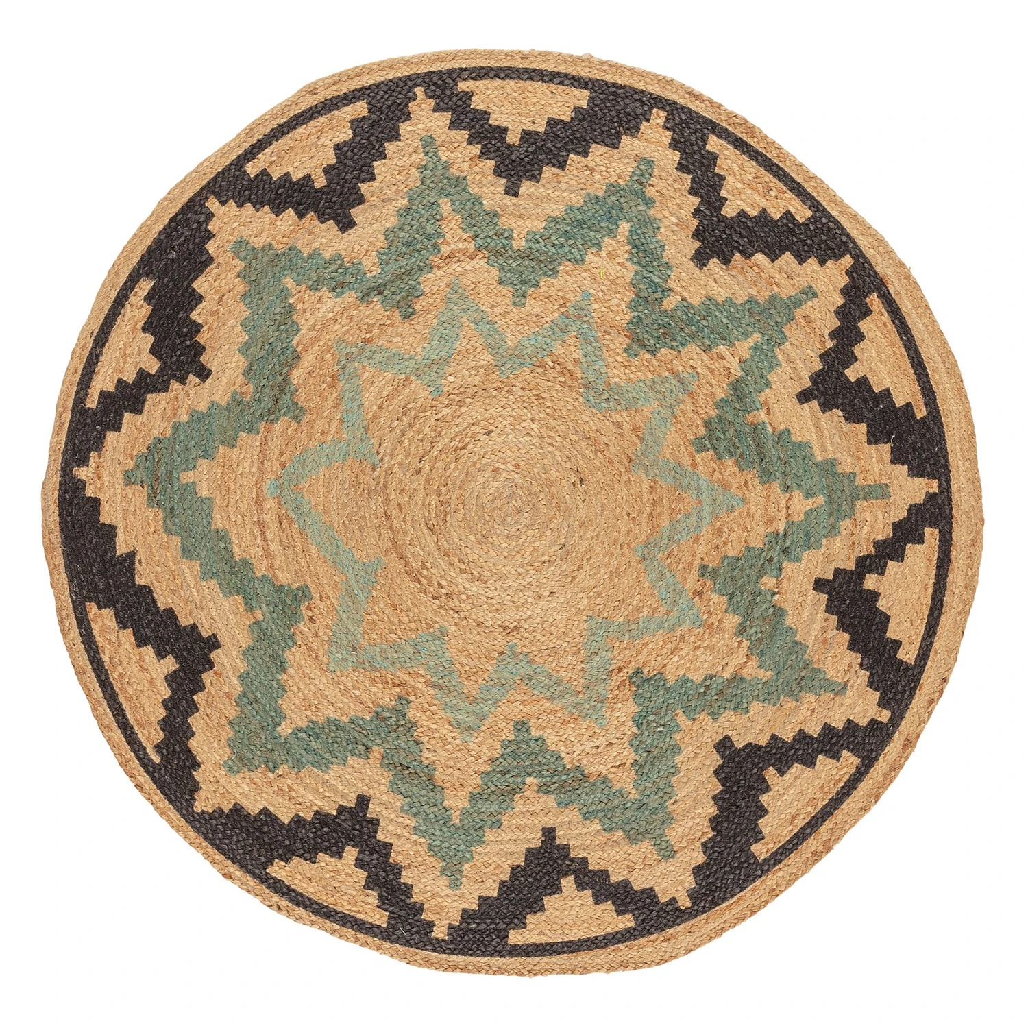 Top Square Kurzflorteppich Arena I - Jute / Polyester - Schwarz / Hellblau 1 Top Square Kurzflorteppich Arena I - Jute / Polyester - Schwarz / Hellblau