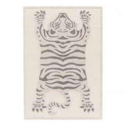 Top Square Kurzflorteppich Born - Kunstfaser - Weiß / Grau - 80 x 150 cm