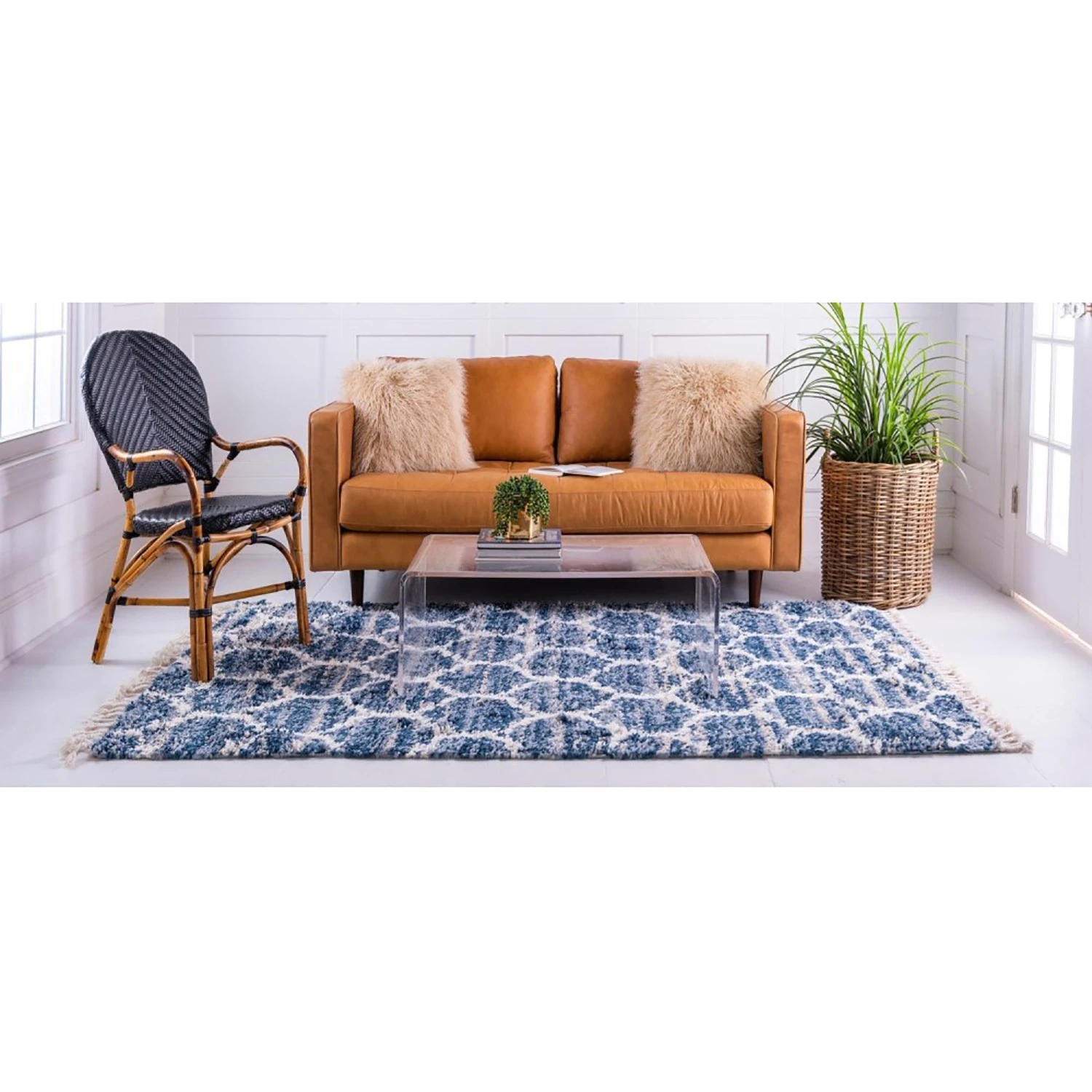 Top Square Hochflorteppich Top Shag I - Polypropylene / Jute - Blau - 150 x 245 cm 2 Top Square Hochflorteppich Top Shag I - Polypropylene / Jute - Blau - 150 x 245 cm – Bild 2