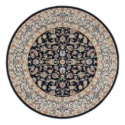 Top Square Kurzflorteppich Almas Rund I - Polypropylene / Baumwolle - Marineblau