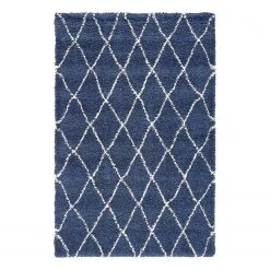 Top Square Kurzflorteppich Temara Shag II - Polypropylene / Jute - Marineblau - 150 x 245 cm