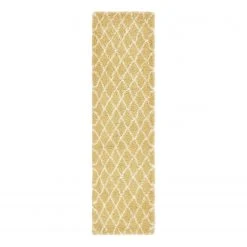 Top Square LĂ€ufer Temara Shag III - Polypropylene / Jute - Gelb - 80 x 305 cm