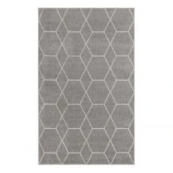 Top Square Kurzflorteppich Crosses Frieze I - Polypropylene / Baumwolle - Lichtgrau - 150 x 245 cm