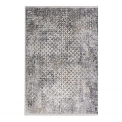 Astra Kurzflorteppich Julia VII - Viskose / Polyester - Grau / Gold - 80 x 150 cm