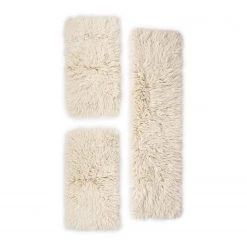 THEKO die markenteppiche Bettumrandung Flokos 1250 (3-teilig) - Schurwolle - Natural