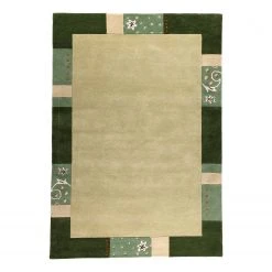 THEKO die markenteppiche Wollteppich Royal Ganges I - Wolle / Viskose - Grün - 160 x 230 cm