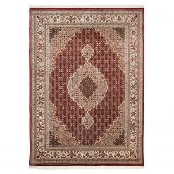 THEKO die markenteppiche Wollteppich Sirsa Silk Tabriz I - Schurwolle / Seide - Rot - 90 x 160 cm
