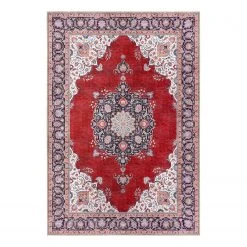 Nouristan Kurzflorteppich Medaillon Rana - Polyester - Rot - 160 x 230 cm