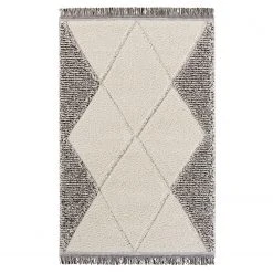 Mint Rugs Hochflorteppich Sinai - Polypropylen - Creme / Schwarz - 80 x 150 cm