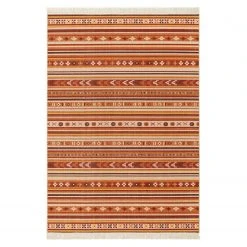 Nouristan Kurzflorteppich Milad - recycletes Polyester / recyclete Baumwolle / Polypropylen - Orange / Rot - 120 x 170 cm