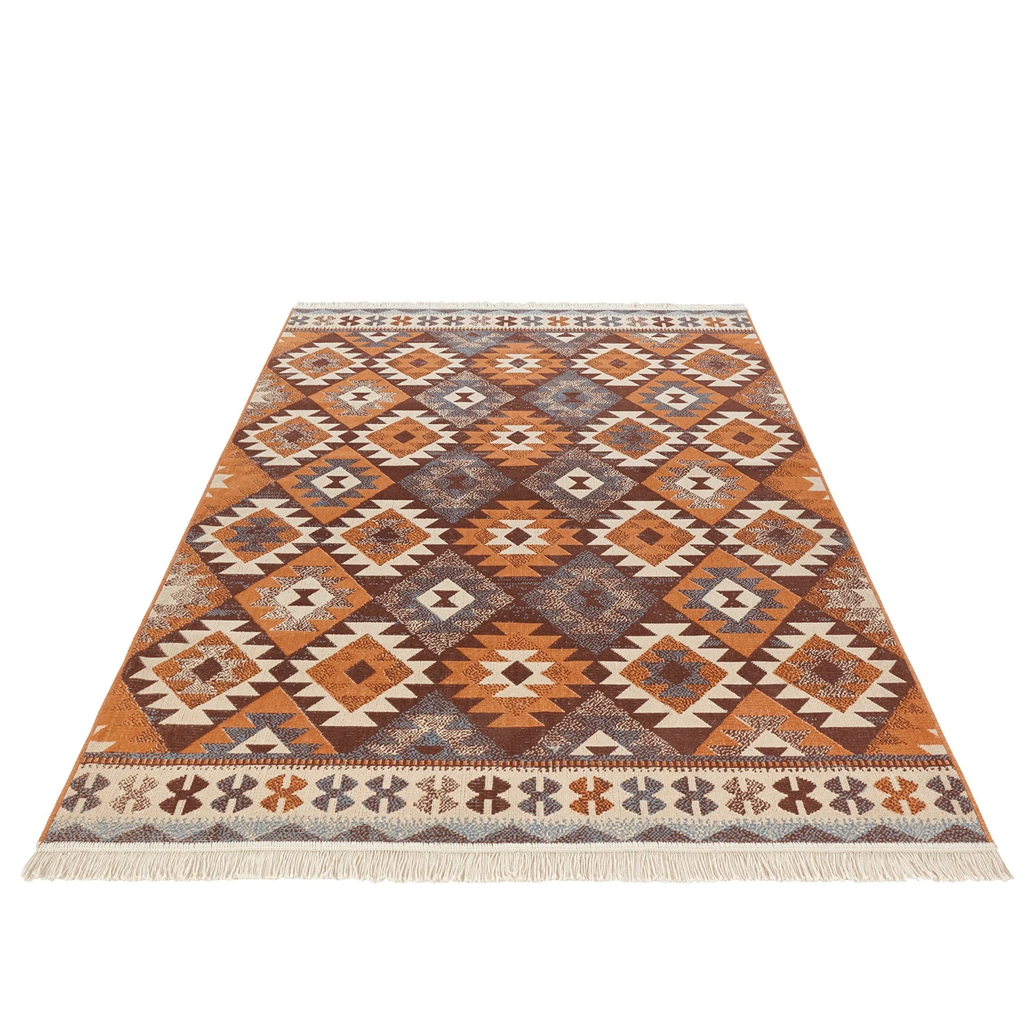 Nouristan Kurzflorteppich Zohra - recycletes Polyester / recyclete Baumwolle / Polypropylen - Orange / Braun - 120 x 170 cm 3 Nouristan Kurzflorteppich Zohra - recycletes Polyester / recyclete Baumwolle / Polypropylen - Orange / Braun - 120 x 170 cm – Bild 3