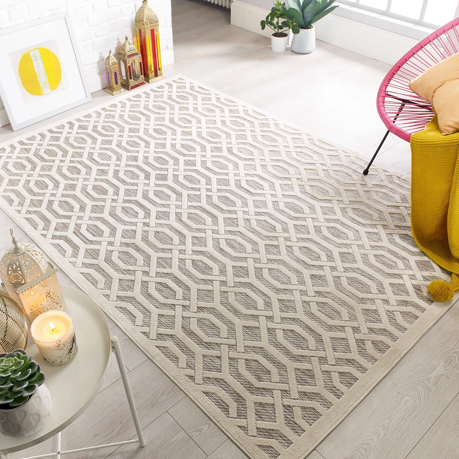 Flair Rugs Kurzflorteppich Mondo II - Polypropylene - Natural - 160 x 230 cm 2 Flair Rugs Kurzflorteppich Mondo II - Polypropylene - Natural - 160 x 230 cm – Bild 2