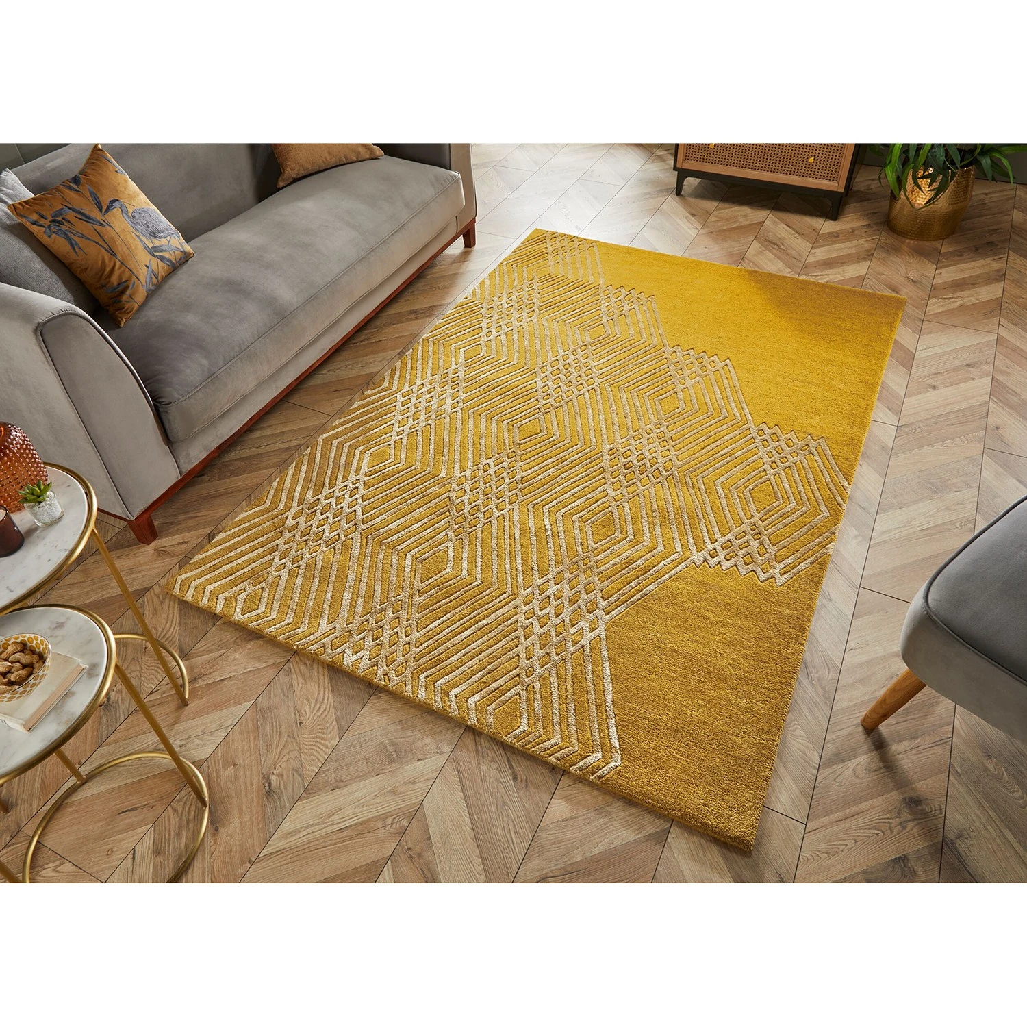 Flair Rugs Wollteppich Diamonds - Wolle - Ocker - 120 x 170 cm 5 Flair Rugs Wollteppich Diamonds - Wolle - Ocker - 120 x 170 cm – Bild 5