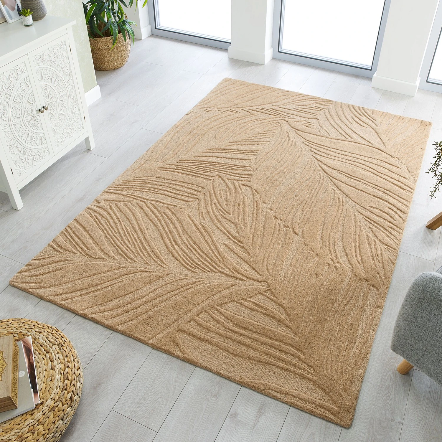 Flair Rugs Wollteppich Lino Leaf - Wolle - Beige - 160 x 230 cm 5 Flair Rugs Wollteppich Lino Leaf - Wolle - Beige - 160 x 230 cm – Bild 5
